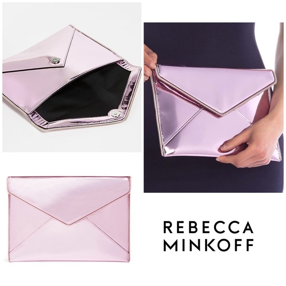 Rebecca Minkoff Leo Mirror Pink Metallic Clutch - Picture 2 of 14